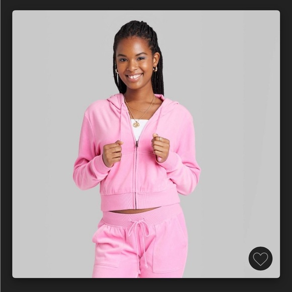 wild fable Tops - Women's Velour Zip-Up Hoodie - Wild
Fable Pink